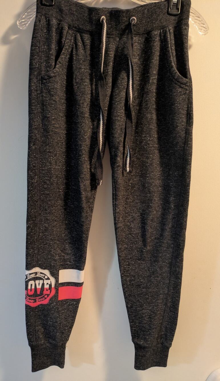 Reflex Charcoal Grey Fleece Joggers / Sweatpants with "LOVE" Patch - Size S